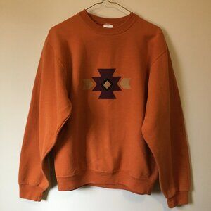 Jerzees Terracotta Orange Arizona Applique Sweater S